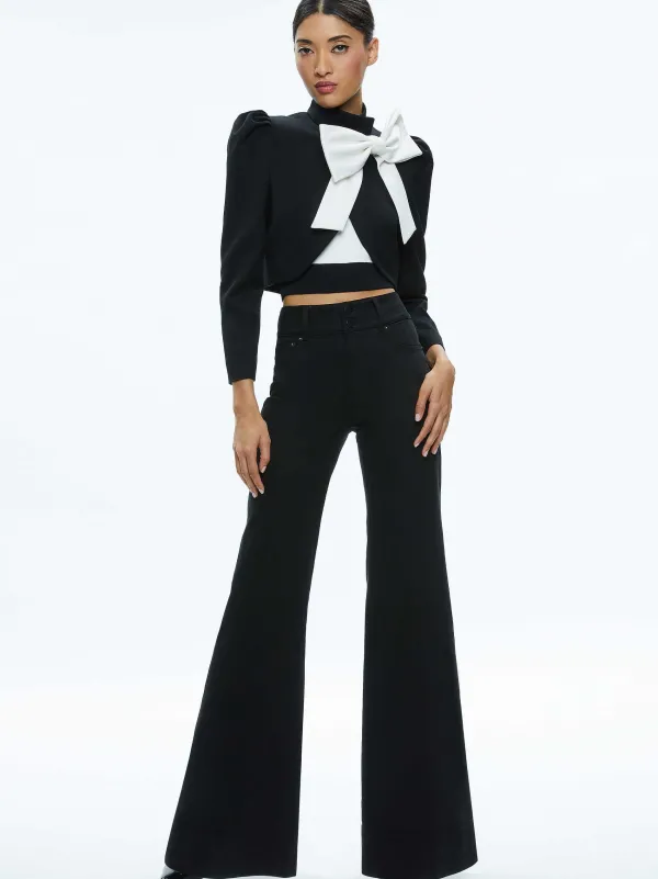Alice and Olivia Addison Bow Collar Cropped Jacket-Women Jackets + Coats