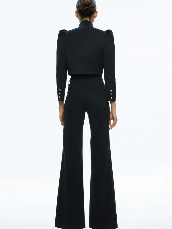 Alice and Olivia Addison Bow Collar Cropped Jacket-Women Jackets + Coats