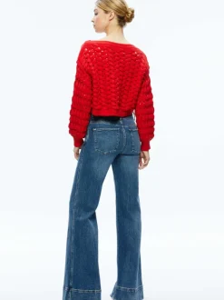 Alice and Olivia Allene Cable Knit Crewneck-Women Sweaters