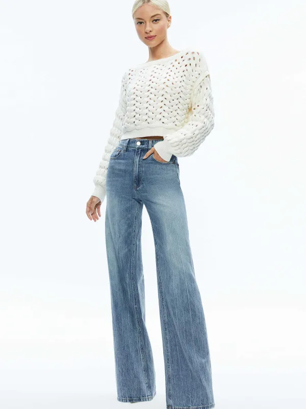 Alice and Olivia Allene Cable Knit Crewneck-Women Sweaters