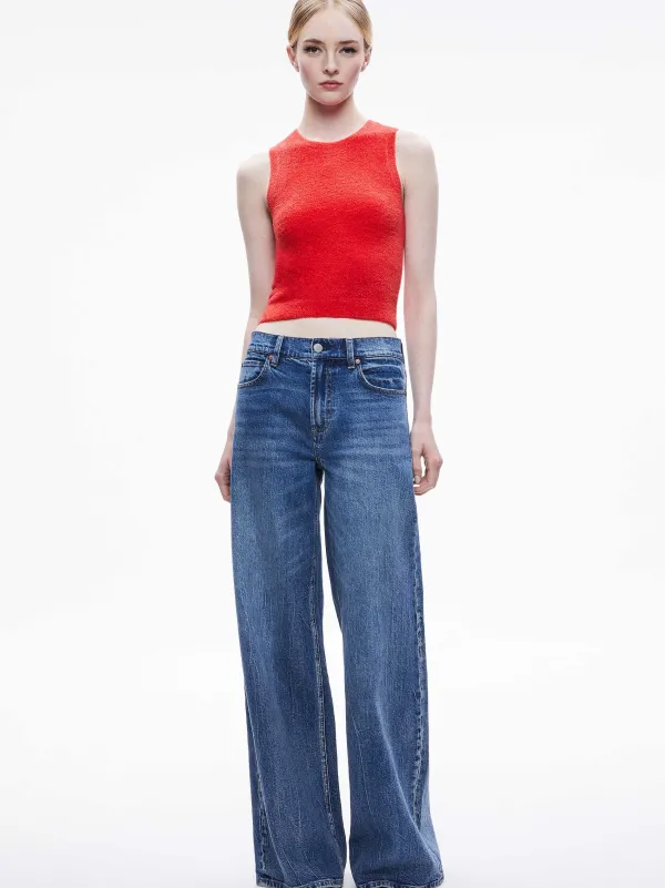 Alice and Olivia Amity Sleeveless Cropped Tank-Women Tops