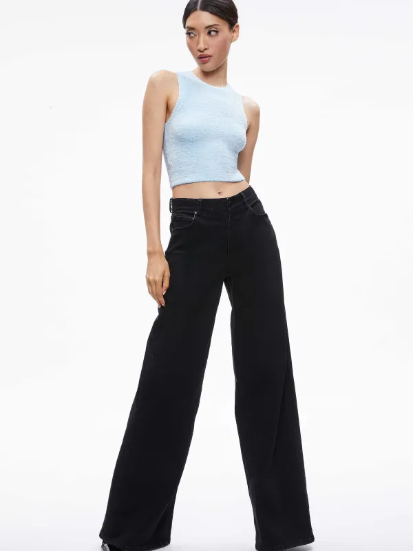 Alice and Olivia Amity Sleeveless Cropped Tank-Women Tops