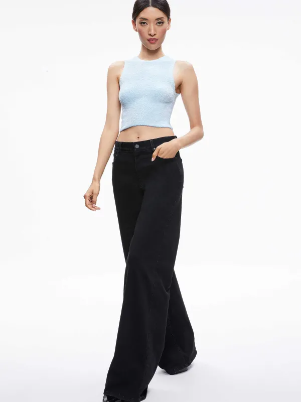 Alice and Olivia Amity Sleeveless Cropped Tank-Women Tops