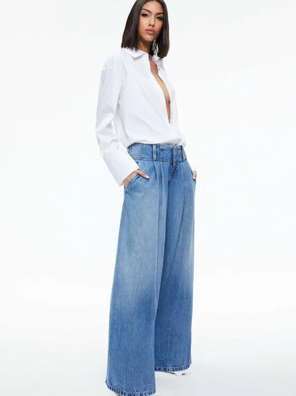 Alice and Olivia Anders Low Rise Pleated Jean-Women Pants