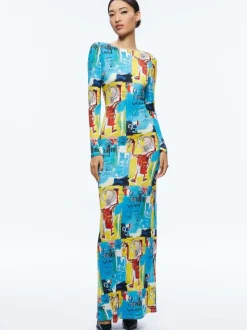 Alice and Olivia A+O X Basquiat Delora Maxi Dress-Women Dresses