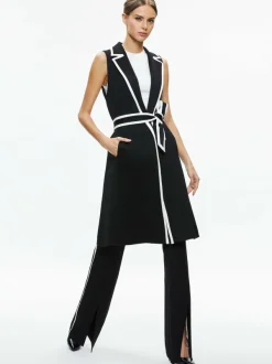 Alice and Olivia Aubrey Long Trench Vest-Women Jackets + Coats