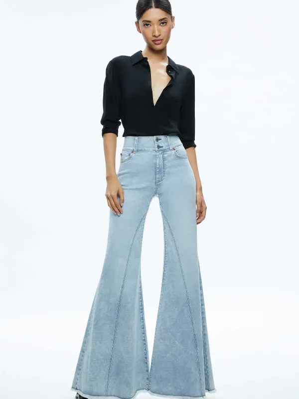 Alice and Olivia Beautiful Seamed Wide Leg Jean-Women Pants