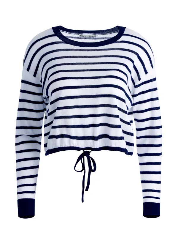 Alice and Olivia Bernetta Cropped Drawstring Pullover-Women Sweaters