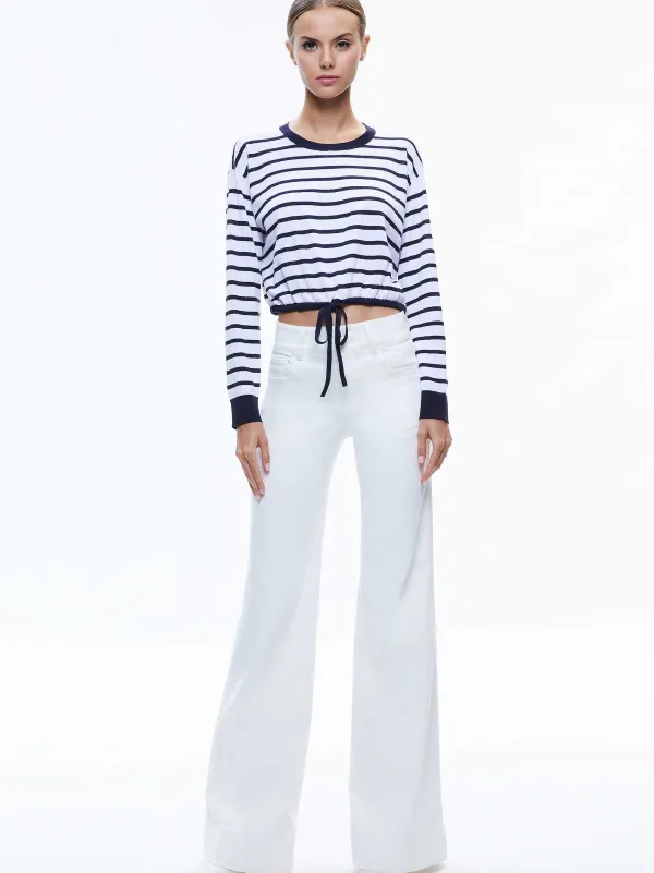 Alice and Olivia Bernetta Cropped Drawstring Pullover-Women Sweaters