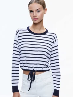 Alice and Olivia Bernetta Cropped Drawstring Pullover-Women Sweaters