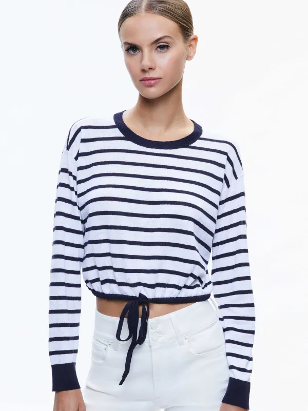 Alice and Olivia Bernetta Cropped Drawstring Pullover-Women Sweaters