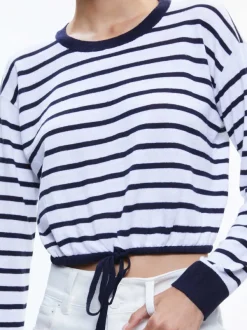 Alice and Olivia Bernetta Cropped Drawstring Pullover-Women Sweaters