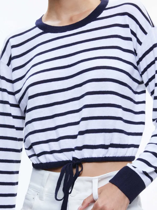Alice and Olivia Bernetta Cropped Drawstring Pullover-Women Sweaters