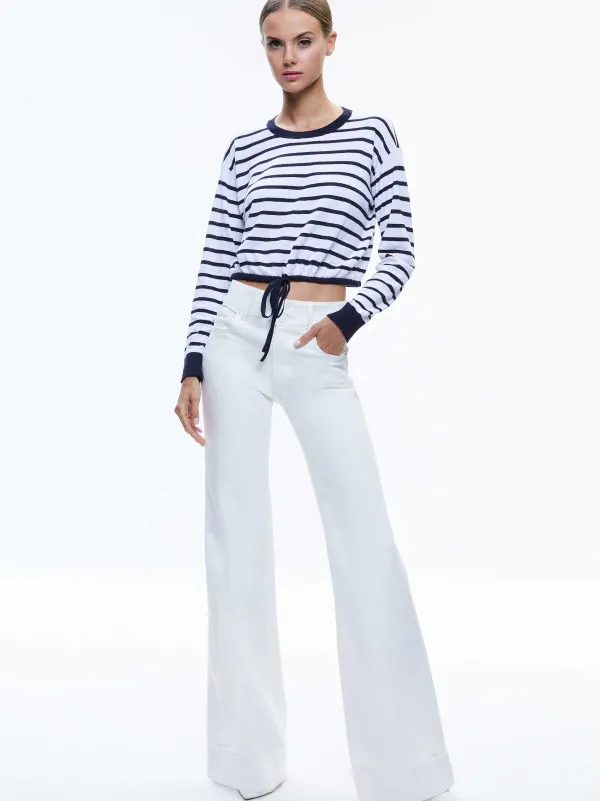Alice and Olivia Bernetta Cropped Drawstring Pullover-Women Sweaters