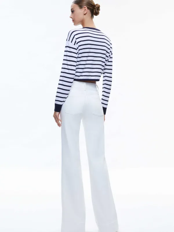Alice and Olivia Bernetta Cropped Drawstring Pullover-Women Sweaters
