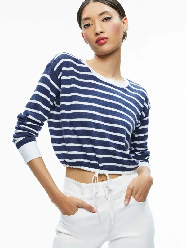 Alice and Olivia Bernetta Cropped Drawstring Pullover-Women Sweaters