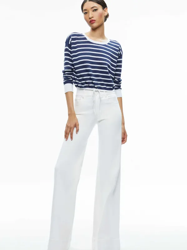 Alice and Olivia Bernetta Cropped Drawstring Pullover-Women Sweaters