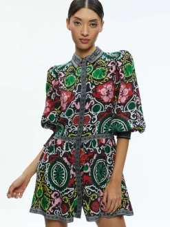 Alice and Olivia Bertha Blouson Sleeve Mini Dress-Women Dresses