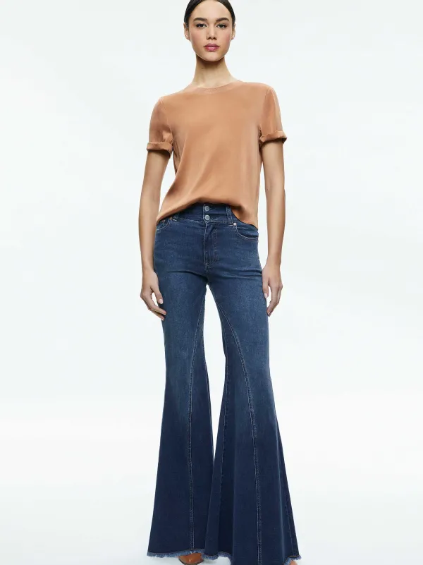 Alice and Olivia Braden Drop Shoulder Tee-Women Tops