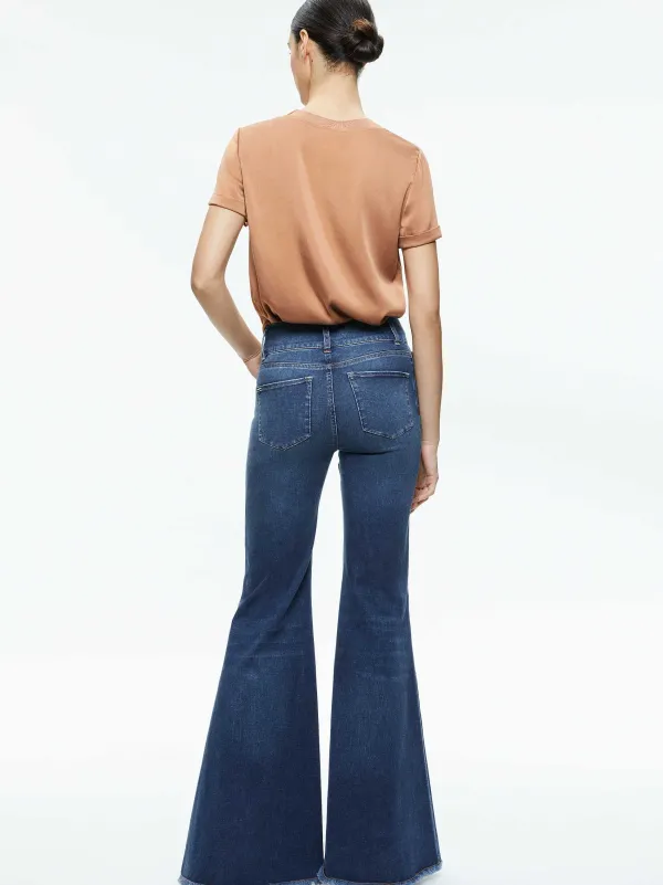Alice and Olivia Braden Drop Shoulder Tee-Women Tops