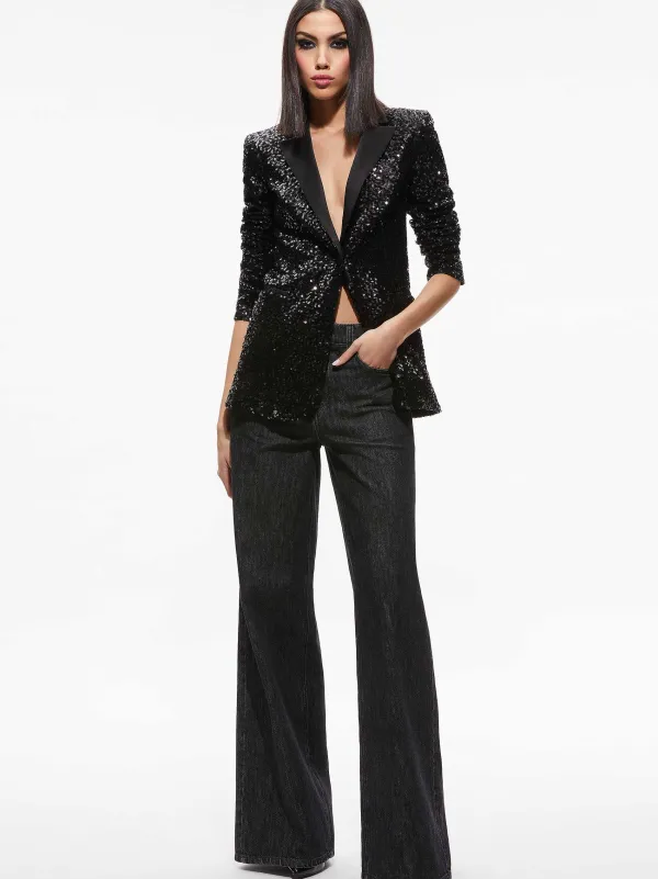 Alice and Olivia Breann Sequin Fitted Blazer-Women Jackets + Coats