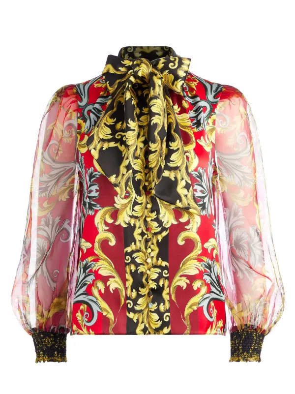 Alice and Olivia Brentley Tie Neck Blouse-Women Tops