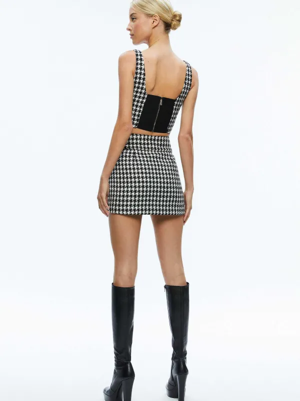 Alice and Olivia Breslin Corset Top + Donald Side Button Skirt-Women Matching Sets