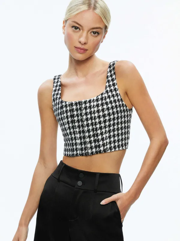 Alice and Olivia Breslin Corset Top + Donald Side Button Skirt-Women Matching Sets