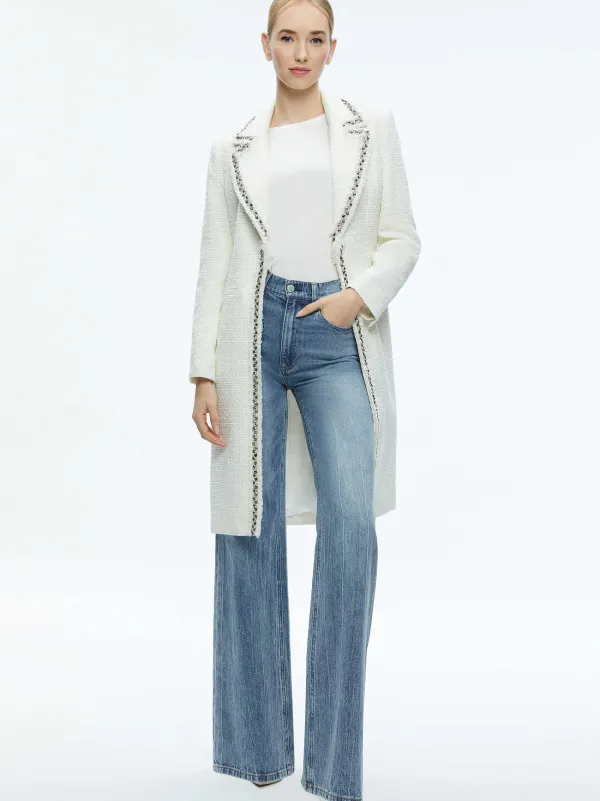 Alice and Olivia Bret Embellished Long Blazer-Women Jackets + Coats