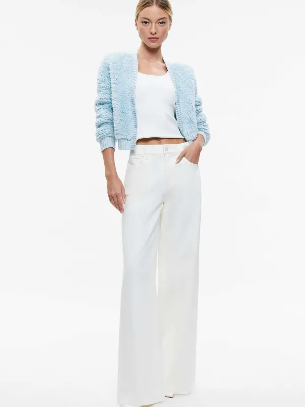 Alice and Olivia Casilda Faux Fur Cropped Cardigan-Women Sweaters