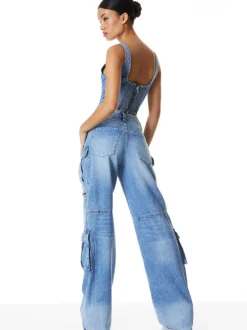 Alice and Olivia Cay Baggy Cargo Jeans-Women Pants