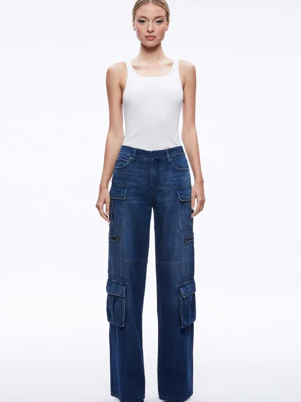 Alice and Olivia Cay Baggy Cargo Jeans-Women Pants