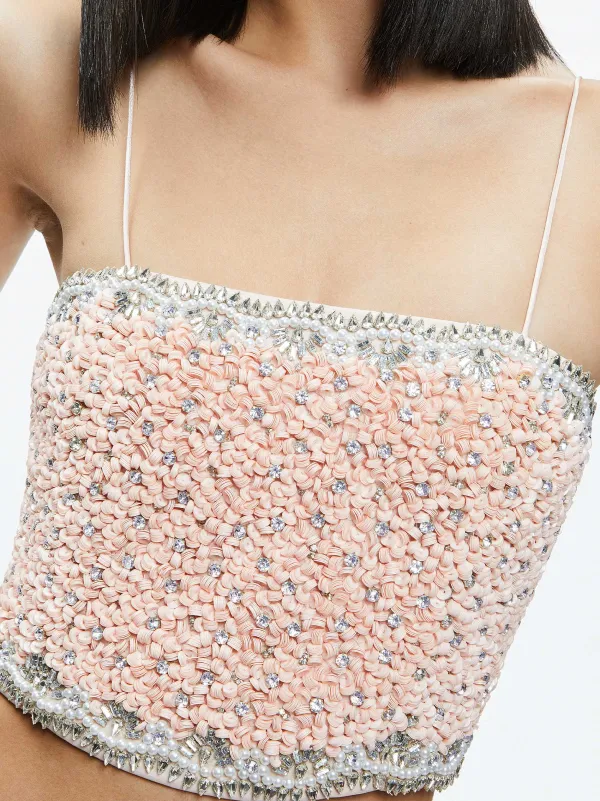 Alice and Olivia Ceresi Embellished Spaghetti Strap Top-Women Tops