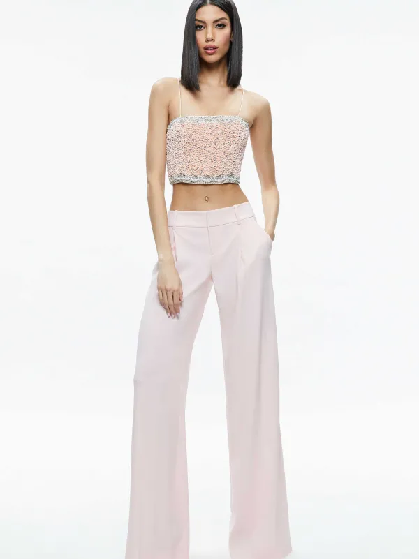 Alice and Olivia Ceresi Embellished Spaghetti Strap Top-Women Tops