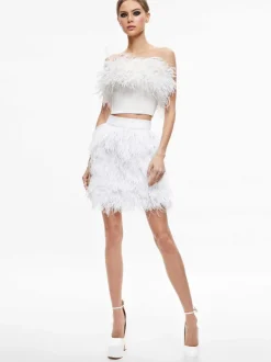 Alice and Olivia Ceresi Feather Top-Women Tops