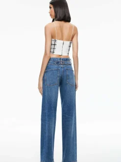 Alice and Olivia Ceresi Tweed Crop Top-Women Tops