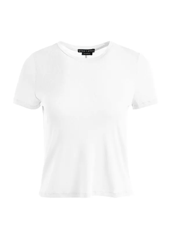 Alice and Olivia Cindy Classic Cropped Tee-Women Tops