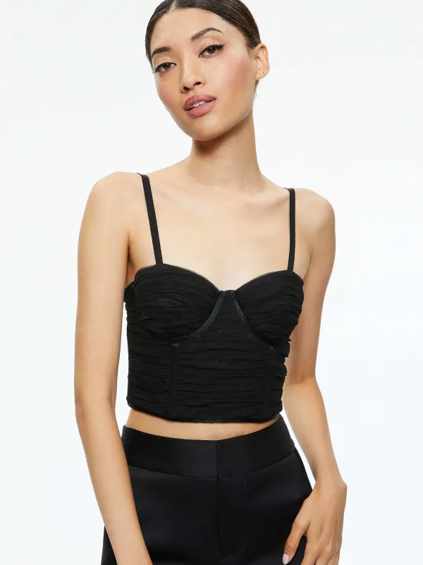 Alice and Olivia Damia Ruched Bustier Top-Women Tops