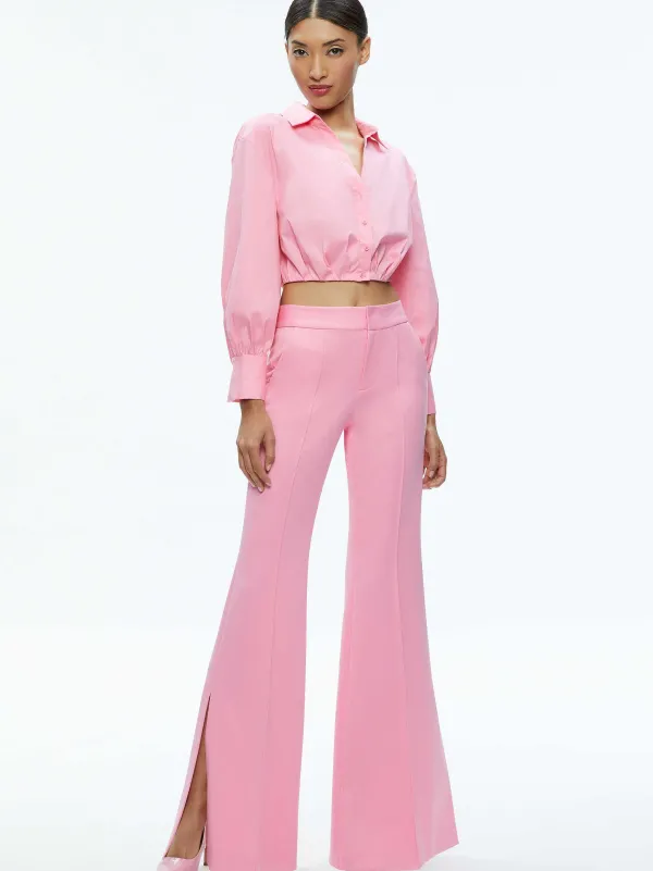 Alice and Olivia Danette High Rise Flare Slit Trouser-Women Pants