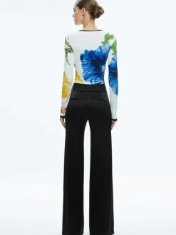 Alice and Olivia Delaina Long Sleeve Cropped Top-Women Tops