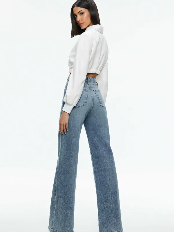 Alice and Olivia Della Cropped Vegan Leather Jacket-Women Jackets + Coats