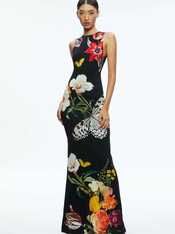Alice and Olivia Delora Open Back Maxi Dress-Women Dresses