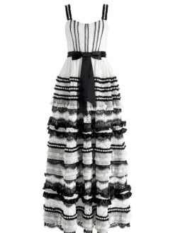 Alice and Olivia Denita Bustier Ruffle Gown-Women Dresses
