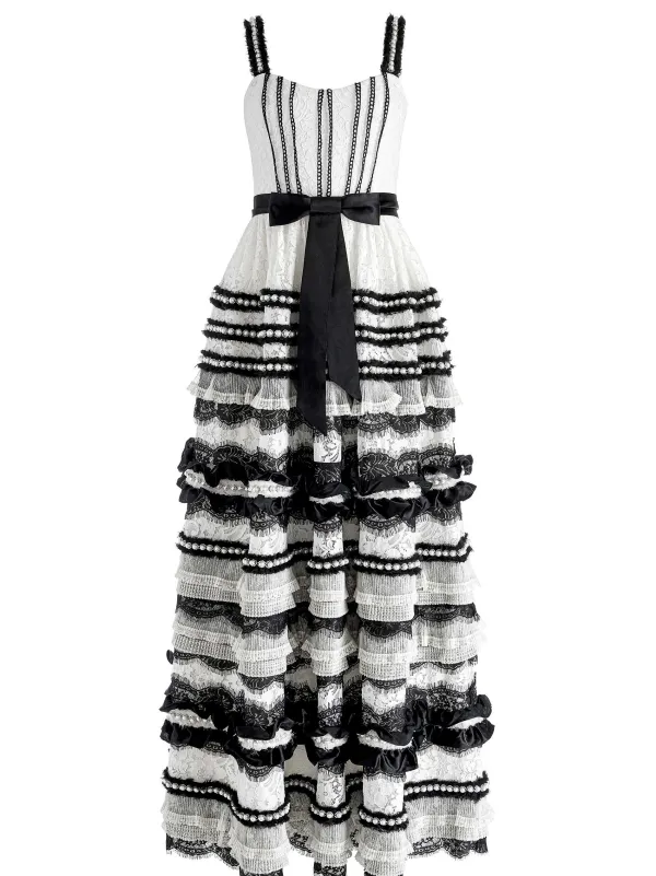 Alice and Olivia Denita Bustier Ruffle Gown-Women Dresses