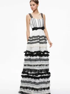 Alice and Olivia Denita Bustier Ruffle Gown-Women Dresses