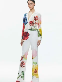 Alice and Olivia Denny Notch Collar Boyfriend Blazer + Livi Mid Rise Trouser-Women Matching Sets