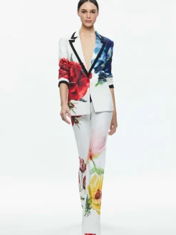 Alice and Olivia Denny Notch Collar Boyfriend Blazer + Livi Mid Rise Trouser-Women Matching Sets