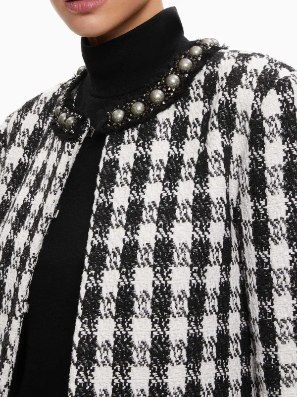 Alice and Olivia Deon Two-Fer Tweed Jacket-Women Jackets + Coats