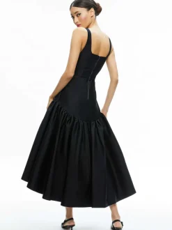 Alice and Olivia Diana Sleeveless Structured Midi Dress-Women Dresses