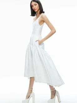 Alice and Olivia Diana Sleeveless Structured Midi Dress-Women Dresses
